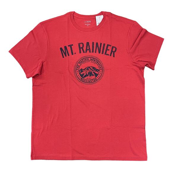 NWT J. Crew Men's Rusted Red W/Navy Mount Rainier Graphic Tee - Picture 1 of 10